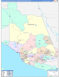 Oxnard-Thousand Oaks-Ventura Metro Area Wall Map Color Cast Style 2026